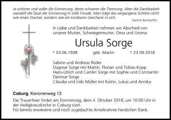 Anzeige von Ursula Sorge von MGO