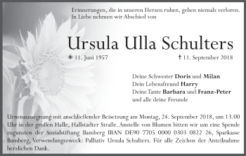 Anzeige von Ursula Ulla Schulters von MGO