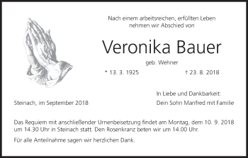 Anzeige von Veronika Bauer von MGO