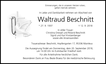 Anzeige von Waltraud Beschnitt von MGO