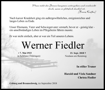 Anzeige von Werner Fiedler von MGO