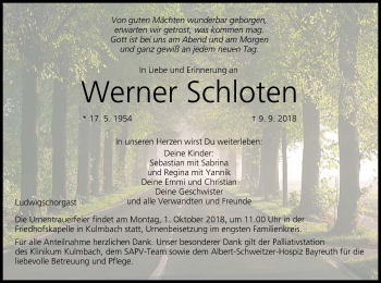 Anzeige von Werner Schloten von MGO