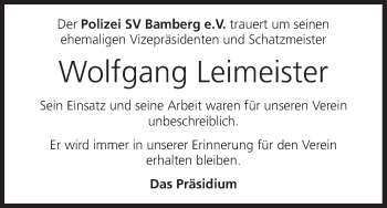 Anzeige von Wolfgang Leimeister von MGO