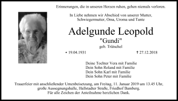 Anzeige von Adelgunde Leopold von MGO