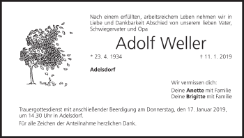 Anzeige von Adolf Weller von MGO