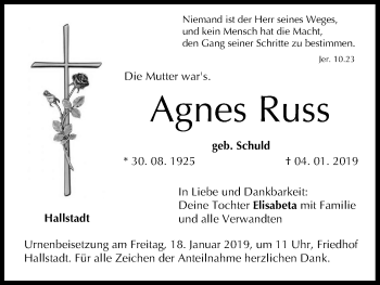 Anzeige von Agnes Russ von MGO