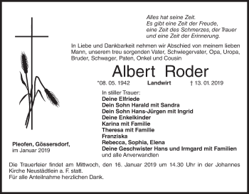 Anzeige von Albert Roder von MGO