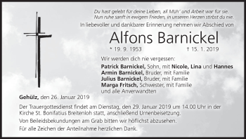 Anzeige von Alfons Barnickel von MGO
