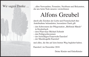 Anzeige von Alfons Greubel von MGO