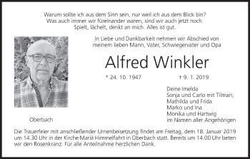 Anzeige von Alfred Winkler von MGO
