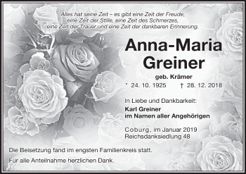 Anzeige von Anna-Maria Greiner von MGO