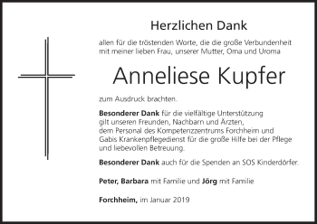 Anzeige von Anneliese Kupfer von MGO
