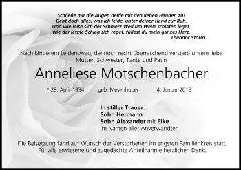 Anzeige von Anneliese Motschenbacher von MGO