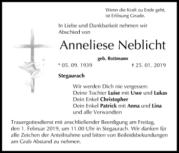 Anzeige von Anneliese Neblicht von MGO
