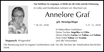 Anzeige von Annelore Graf von MGO
