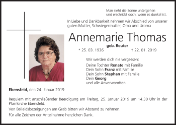 Anzeige von Annemarie Thomas von MGO