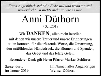 Anzeige von Anni Düthorn von MGO