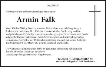 Anzeige von Armin Falk von MGO