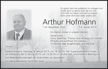 Anzeige von Arthur Hofmann von MGO