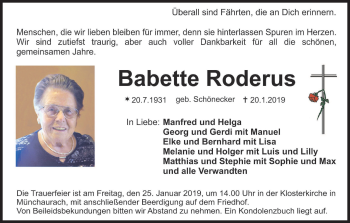 Anzeige von Babette Roderus von MGO