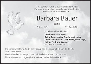 Anzeige von Barbara Bauer von MGO
