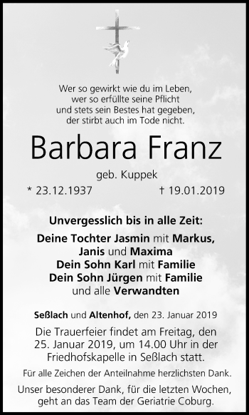 Anzeige von Barbara Franz von MGO