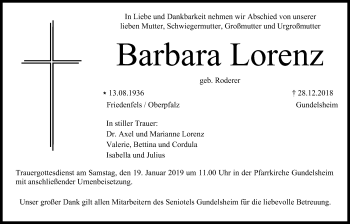 Anzeige von Barbara Lorenz von MGO