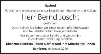 Anzeige von Bernd Joscht von MGO