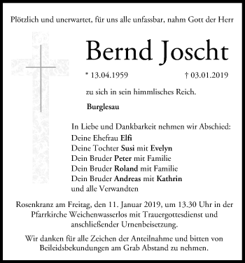 Anzeige von Bernd Joscht von MGO