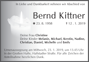 Anzeige von Bernd Kittner von MGO