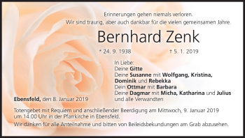 Anzeige von Bernhard Zenk von MGO