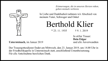 Anzeige von Berthold Klier von MGO