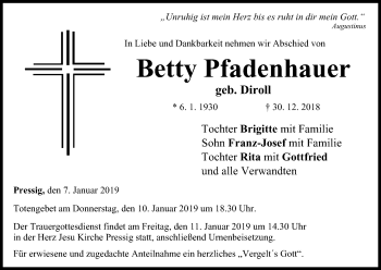 Anzeige von Betty Pfadenhauer von MGO