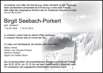 Anzeige von Birgit Seebach-Porkert von MGO