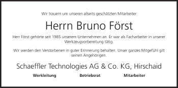 Anzeige von Bruno Först von MGO