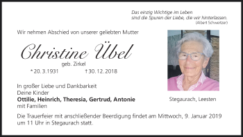 Anzeige von Christine Übel von MGO