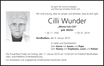 Anzeige von Cilli Wunder von MGO