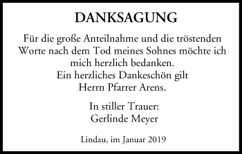 Anzeige von Danksagung  von MGO