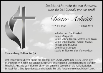 Anzeige von Dieter Arheidt von MGO