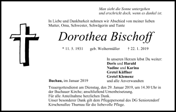 Anzeige von Dorothea Bischoff von MGO
