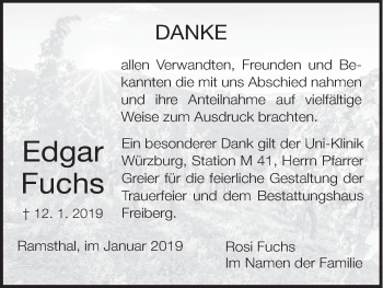 Anzeige von Edgar Fuchs von MGO