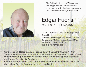 Anzeige von Edgar Fuchs von MGO