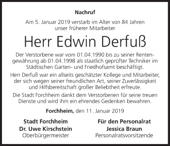 Anzeige von Edwin Derfuß von MGO
