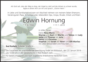 Anzeige von Edwin Hornung von MGO