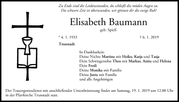 Anzeige von Elisabeth Baumann von MGO