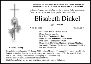 Anzeige von Elisabeth Dinkel von MGO
