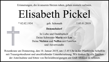 Anzeige von Elisabeth Pickel von MGO