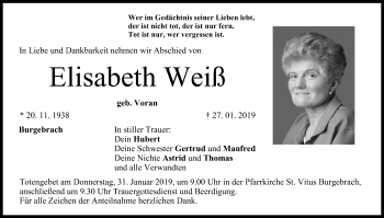Anzeige von Elisabeth Weiß von MGO