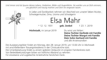 Anzeige von Elsa Mahr von MGO