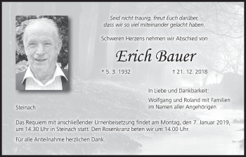 Anzeige von Erich Bauer von MGO